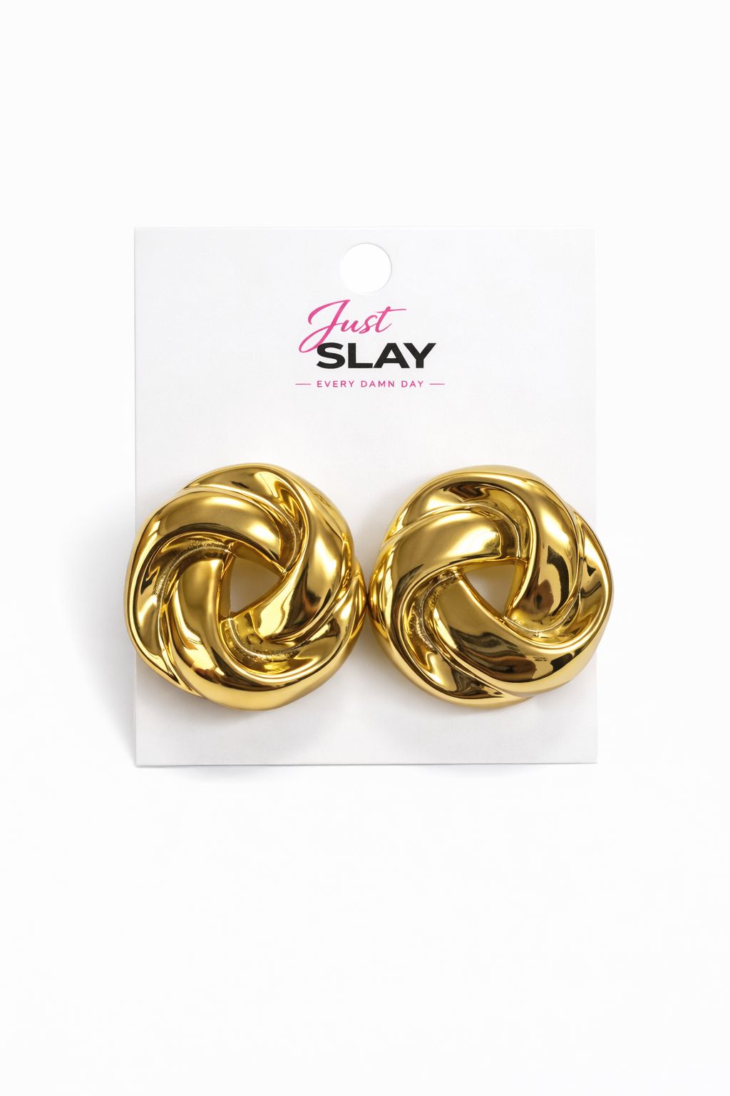 slay knot statement studs – gold